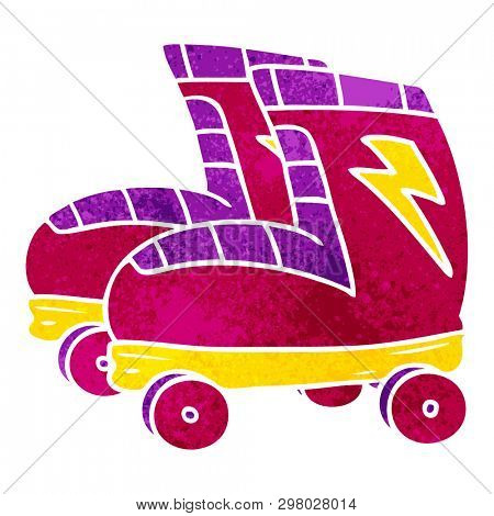 hand drawn retro cartoon doodle of roller skates