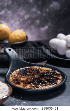 Leite Creme, Portuguese Desert Similar To Creme Brulee, Cream Brulee And Burnt Cream.