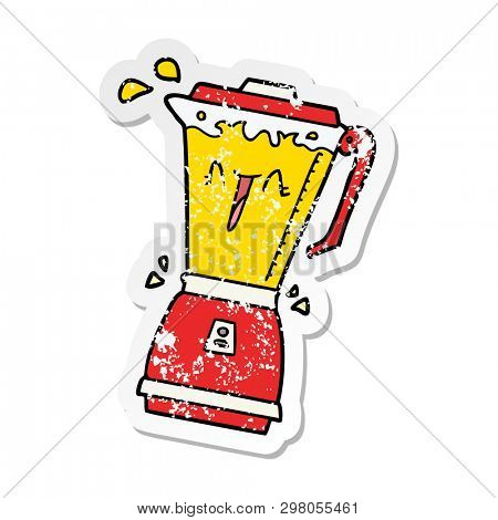 distressed sticker of a whirring cartoon food processor
