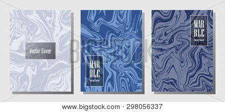 Cool Marble Prints, Vector Cover Design Templates. Fluid Marble Stone Texture Iinteriors Fashion Mag