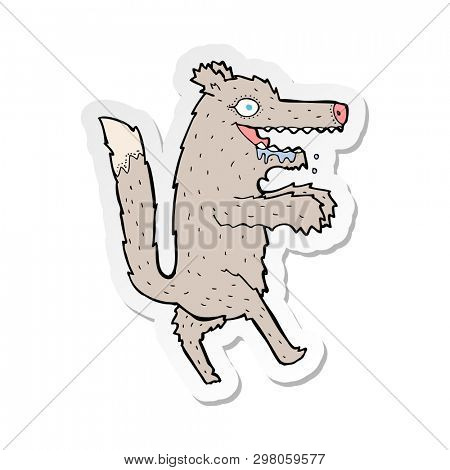 sticker of a cartoon big bad wolf