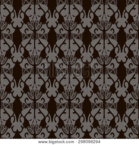 Vector Pattern With Sea Turtle. Gray Texture With Turtle Silhouette