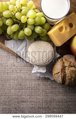 Shavuos, Dairy Products And Fruits. Traditional Jewish Holiday