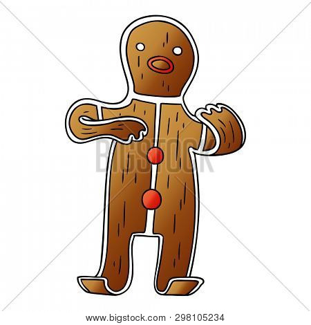 hand drawn gradient cartoon doodle of a gingerbread man