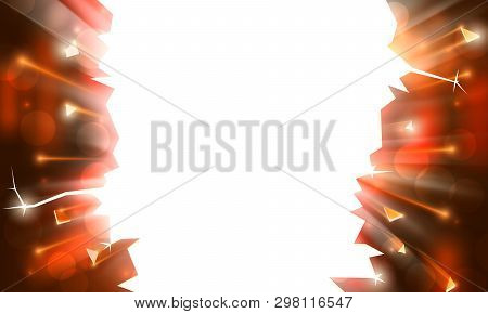 Background For An Explosive Party, Bright Frame With Sparks. Rays Of Light, Bokeh Sparkles On Backgr
