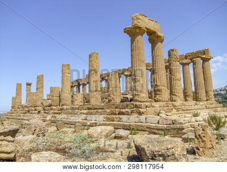 Temple Of Juno Lacinia Near A City Named Agrigento Located In Sicily, Italy