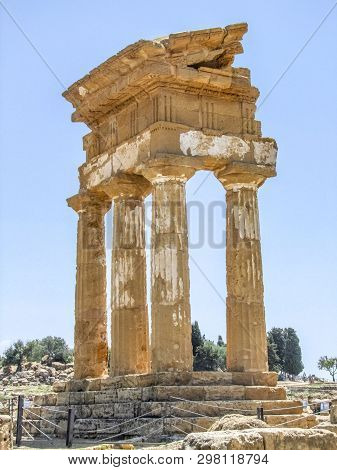 Temple Of The Dioscuri Near A City Named Agrigento Located In Sicily, Italy