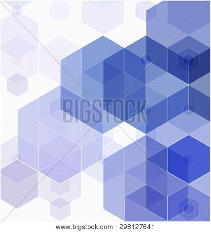 Vector Abstract Geometric Background. Blue Hexagon Shape
