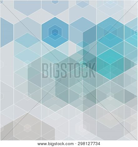 Vector Abstract Geometric Background. Blue And Green Hexagon Shape