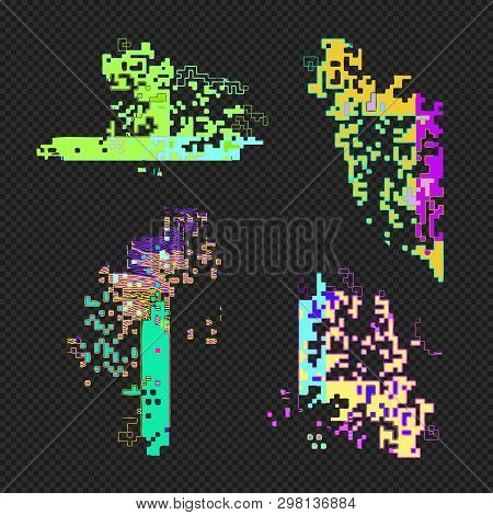 Abstract Glitch Design Elements Set .