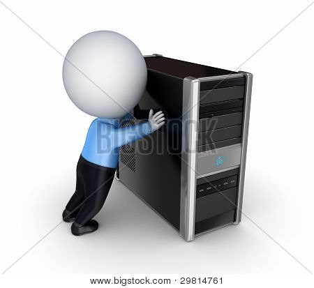PC ve 3d küçük kişi.