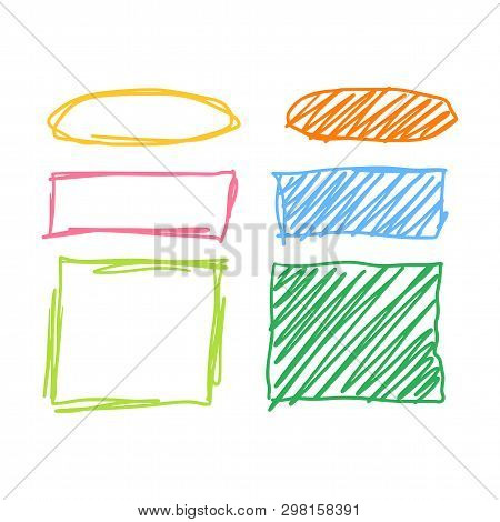 Marker Style Set Hand Drawn. Text Mark Templates. Lines, Stroke, Shapes