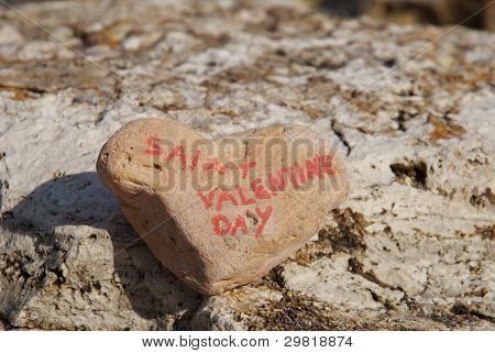happy saint valentine's day on a stone heart