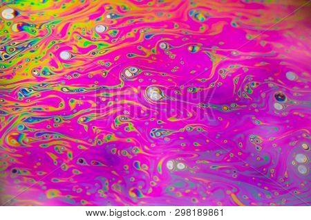 Beautiful Psychedelic Abstraction Formed By Light On The Surface Of A Soap Bubble