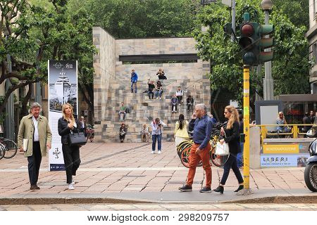Milan, Italy - May 17, 2018: This Is A Monument To The Politician Sandro Pertini, Designed As A Foun