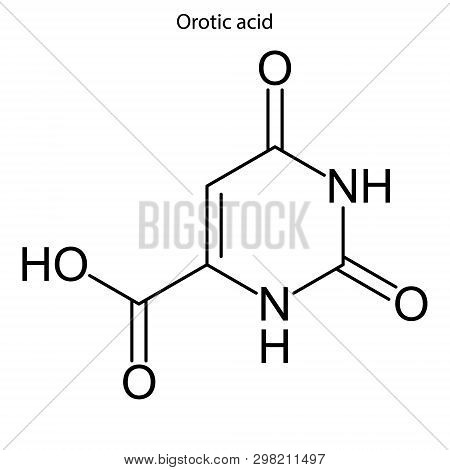 Skeletal Formula Of Orotic Acid. Vitamin B 13 Chemical Molecule.