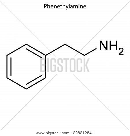 Skeletal Formula Of Phenethylamine. Chemical Molecule . Template For Your Design . Template For Your