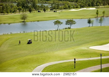 Golf Green con trappole e carrelli