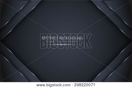 Black Premium Background With Luxury Dark.  Luxury Silver Platinum Lines Vector. Rich Background For