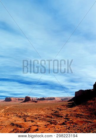 Monument Valley Arizona With Stormy Cloudy Skies