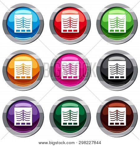 X Ray Photo Set Icon Isolated On White. 9 Icon Collection Illustration
