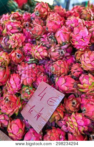 Pitayas  On Local Market Of Saint-pierre, Reunion Island