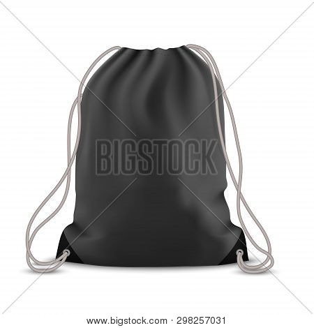 Black Backpack Bag. Sport Bag Mockup On White Background