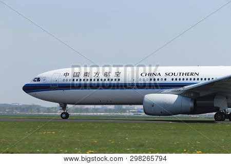 Amsterdam The Netherlands - April 22nd, 2019: B-1063 China Southern Airlines Airbus A330-343 Takeoff