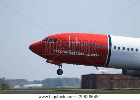 Amsterdam The Netherlands - April 22nd, 2019: Ln-dyd Norwegian Air Shuttle Boeing 737 Takeoff From P