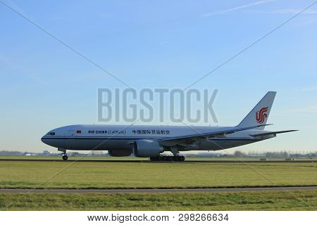 Amsterdam, The Netherlands  - November 25th, 2016: B-2093 Air China Cargo Boeing 777 Taking Off From