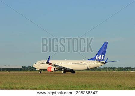 Amsterdam, The Netherlands  - June 1st, 2017: Ln-rgh Sas Scandinavian Airlines Boeing 737 Taking Off