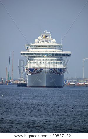 Velsen, The Netherlands - May 29th, 2018: Azura P & O Cruises On North Sea Canal Towards Amsterdam