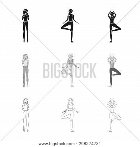 Vector Illustration Of Posture And Mood Logo. Set Of Posture And Female Stock Vector Illustration.