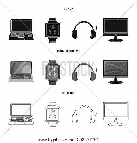 Isolated Object Of Laptop And Device Icon. Set Of Laptop And Server Vector Icon For Stock.
