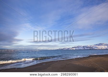 Barents Sea Shore. Kola Peninsula Winter Landscape