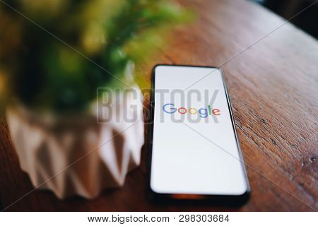 Chiang Mai, Thailand - Mar. 24,2019: Xiaomi Mi Mix 3 Mobile Phone With Google Search On Screen. Goog
