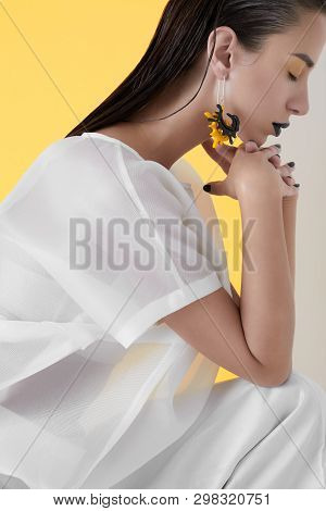 Calm Fashionable Model In White