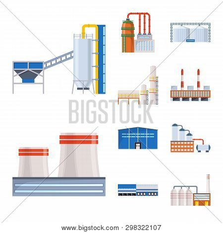 Vector Illustration Of Industry And Building Sign. Set Of Industry And Construction Stock Symbol For