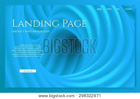 Blue Minimalistic Landing Page Template. Vector Design Element