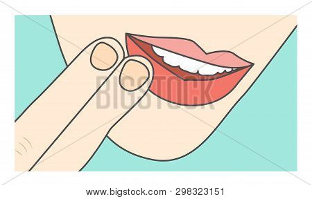 Touching Lips & Mouth Showing Sore Area Or Injury