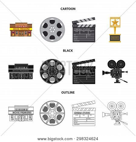 Vector Illustration Of Television And Filming Logo. Collection Of Television And Viewing Vector Icon