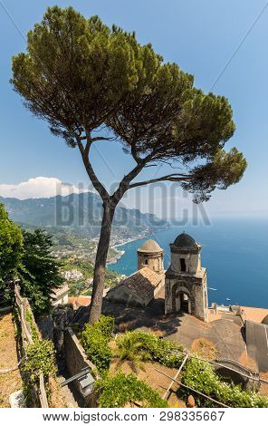 View Over Gulf Of Salerno From Villa Rufolo, Ravello, Campania, Italy