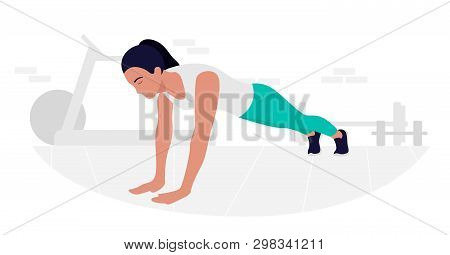 Young Fit Woman Doing Plank Exercise. Core Workout, Loss Weight.