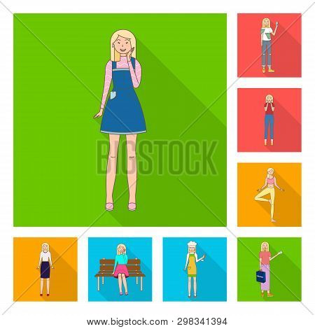 Vector Illustration Of Woman And Body Symbol. Set Of Woman And Style Stock Symbol For Web.
