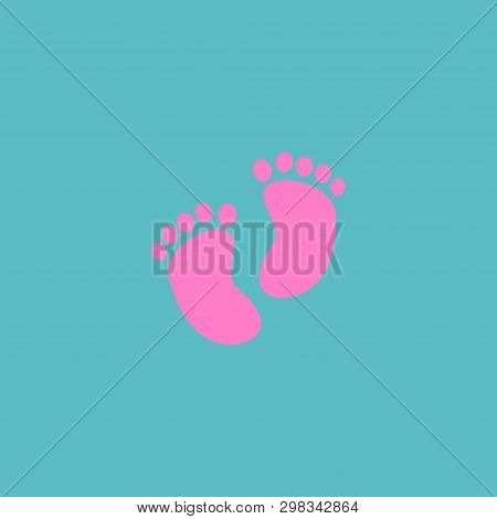 Baby Feet Icon Flat Element. Vector Illustration Of Baby Feet Icon Flat Isolated On Clean Background
