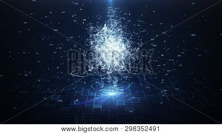 Artificial Intelligence Brain Animation, Big Data Flow Analysis, Deep Learning Modern Technologies C