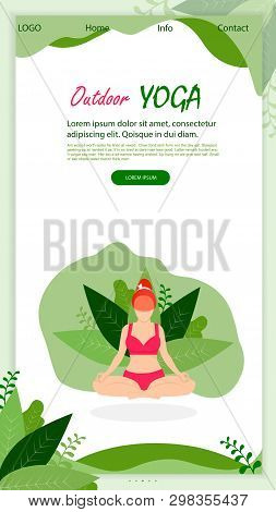 Outdoor Yoga In Park. Sporty Woman In Swim Suit Meditate Sitting In Lotus Pose Asana On Nature. Temp