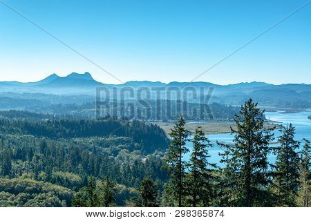Beautiful View Near The Oregon Coast As Seen From The Astoria Column In Astoria, Oregon