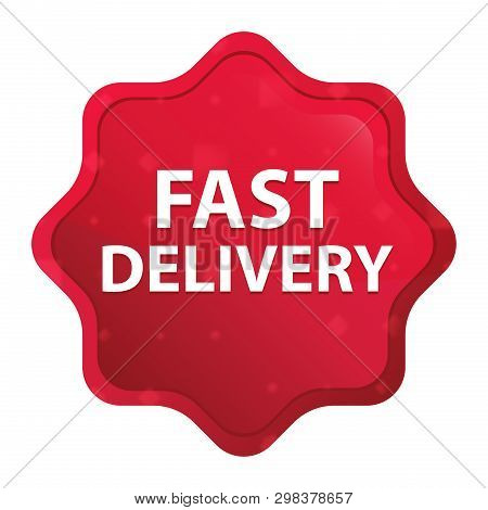 Fast Delivery Isolated On Misty Rose Red Starburst Sticker Button
