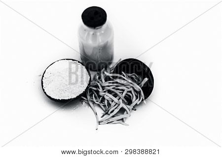Popular Indian & Asian Ayurvedic Herb Isolated On White In A Clay Bowl I.e. Musli Or Safed Musli Or